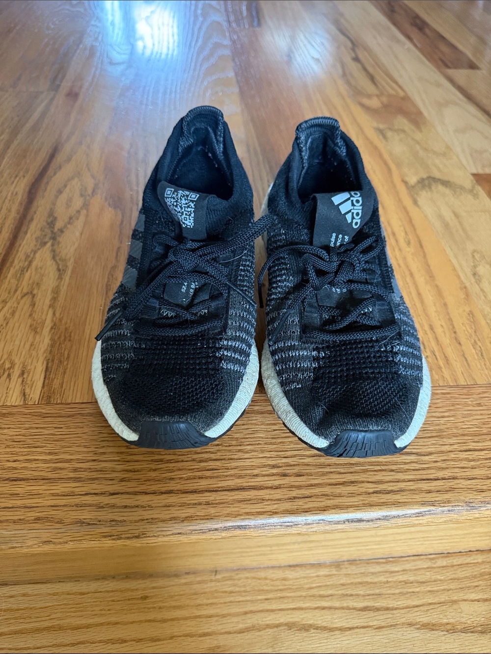 Adidas Boost HD Black Knit Running Sneakers with White Midsole
